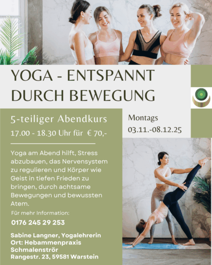 Yoga, Entspannung durch Bewegung, 5-teiliger Abendkurs ab 03.11.2025