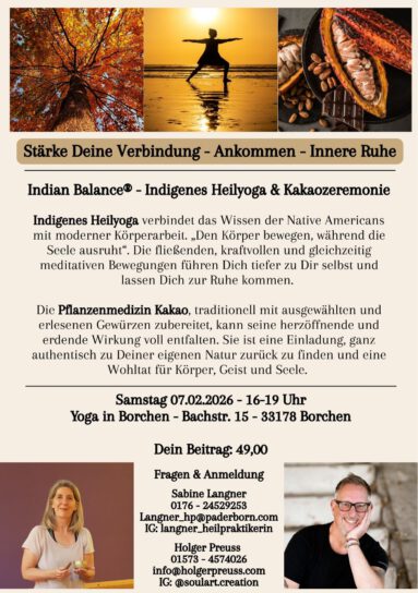 Workshop Indigenes Heilyoga & Kakaozeremonie am Sa 07.02.2025 in Borchen
